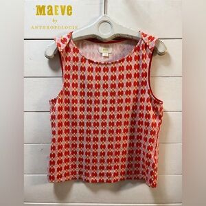 MAEVE Orange Pattern Sleeveless Top Size L